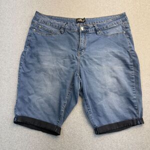 Royalty For Me Shorts Womens 22W Blue Denim Bermuda Stretch Comfort
